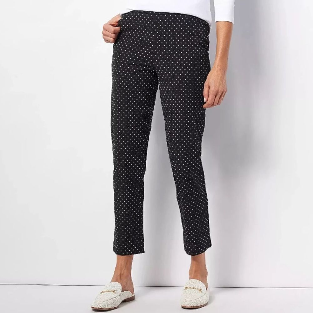 New Isaac Mizrahi cropped Black Dot Pants sz 30 petite/plus